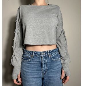 Sundays Gray Pearl Crop Top Size XS NWT